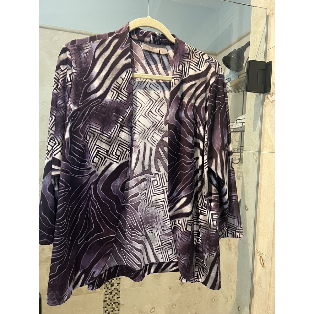 new Chicos Easywear Cardigan Open Front 3/4 Sleeve Sweater 2 L Large jersey